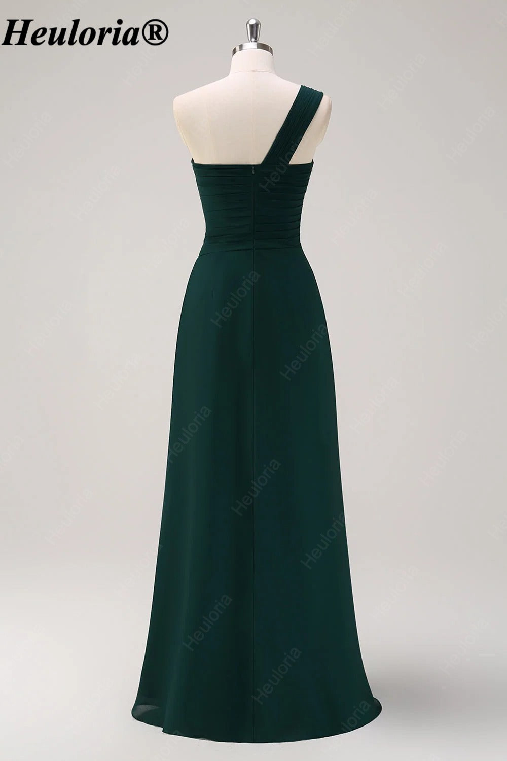 HEULORIA One-Shoulder Ruched Chiffon Bridesmaid Dress with Slit ED-959