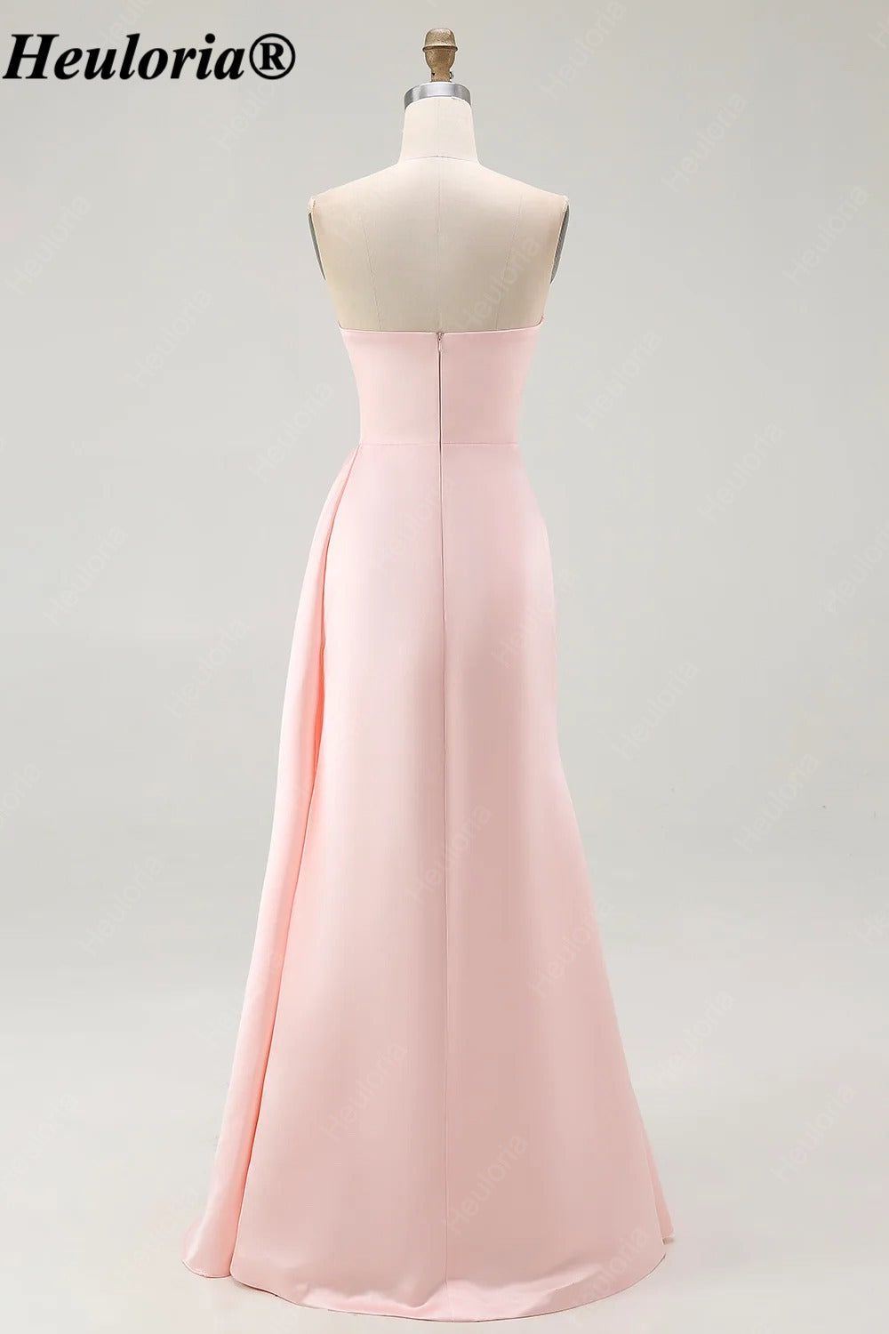 HEULORIA Pink Strapless Satin A-Line Bridesmaid Dress with Side Drape ED-1045