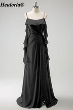 HEULORIA Ruffled Chiffon Bridesmaid Dress with Cascading Drapes | ED-1021