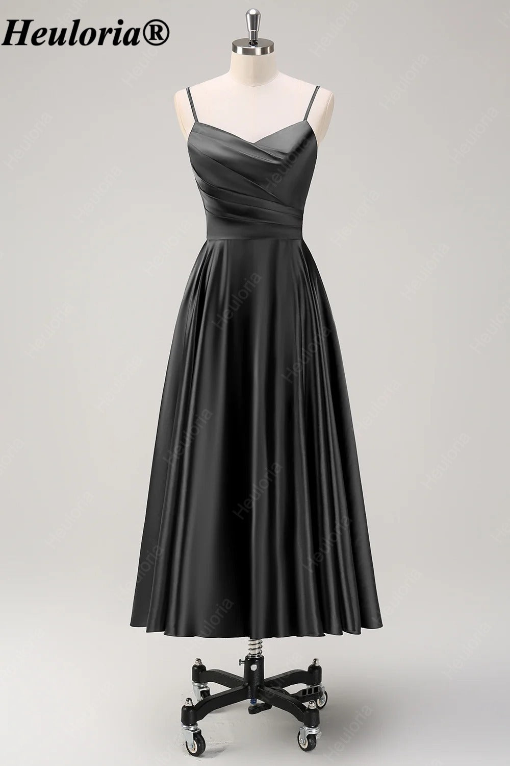 HEULORIA Spaghetti Strap Satin Tea-Length Bridesmaid Dress ED-1015