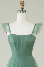 HEULORIA Romantic Tiered Tulle Corset Gown with Ruffled Straps and Lace-Up Back Formal Dress ED-226