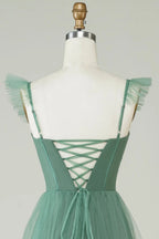HEULORIA Romantic Tiered Tulle Corset Gown with Ruffled Straps and Lace-Up Back Formal Dress ED-226