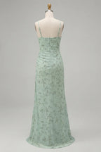 heuloria-Dusty Sage Floral V-Neck Ruched Bridesmaid Dress with Slit-ed-604
