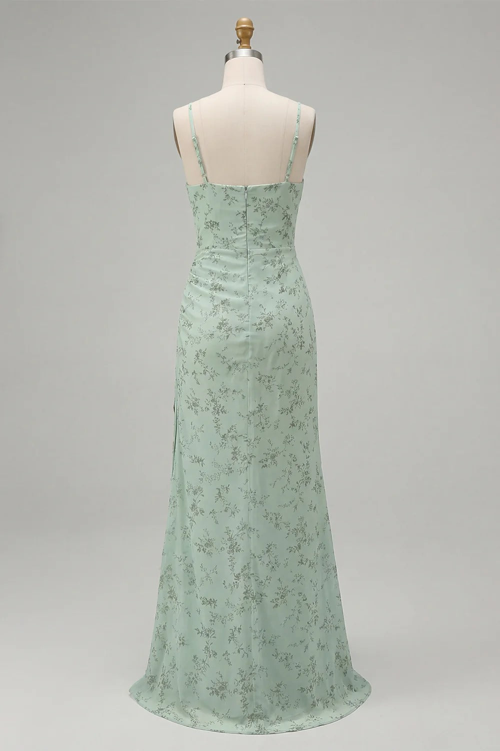 heuloria-Dusty Sage Floral V-Neck Ruched Bridesmaid Dress with Slit-ed-604