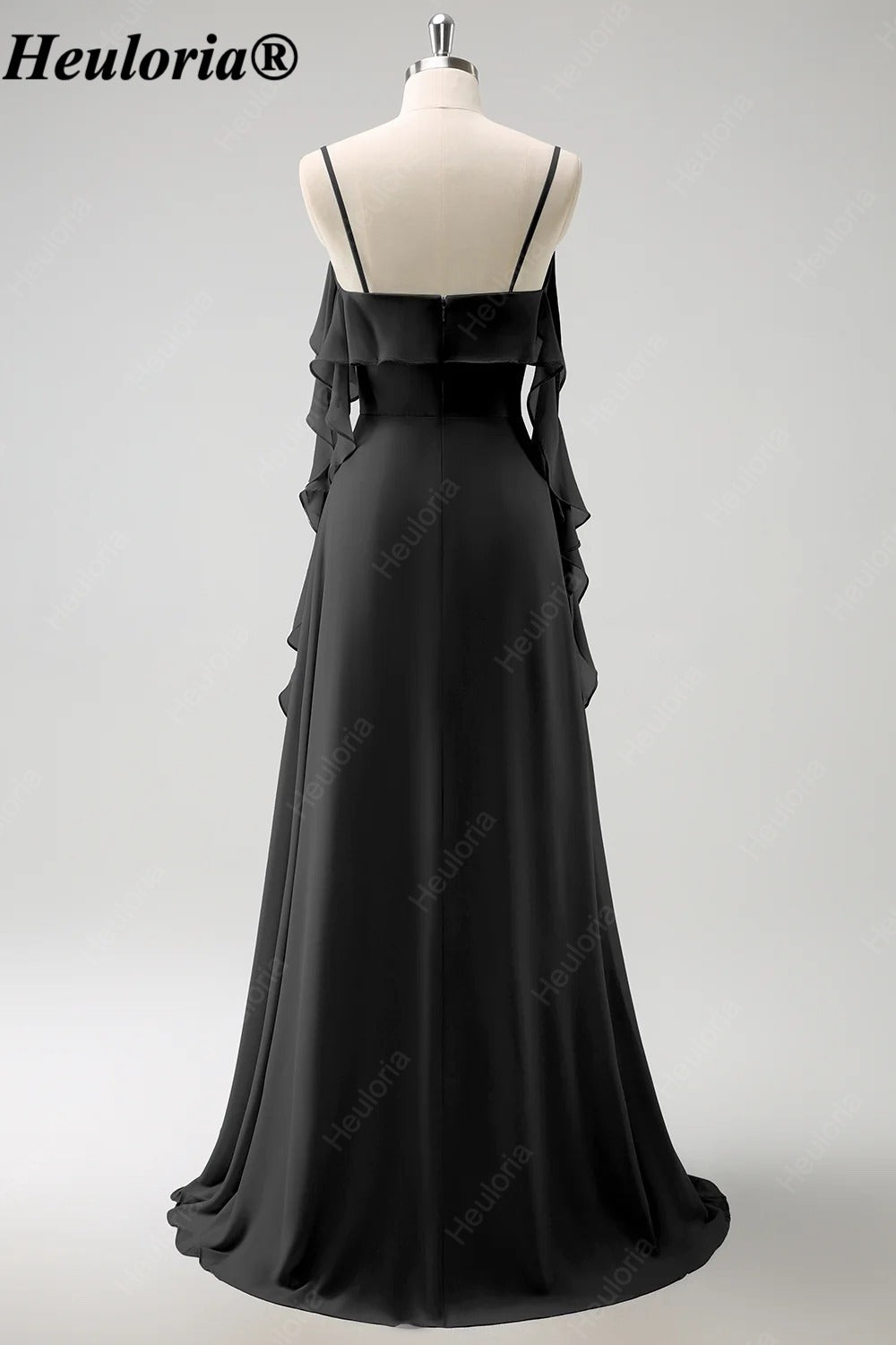 HEULORIA Ruffled Chiffon Bridesmaid Dress with Cascading Drapes | ED-1021