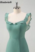 heuloria-Eucalyptus Ruffle Neck Bridesmaid Dress with Open Back and Slit-ed-540
