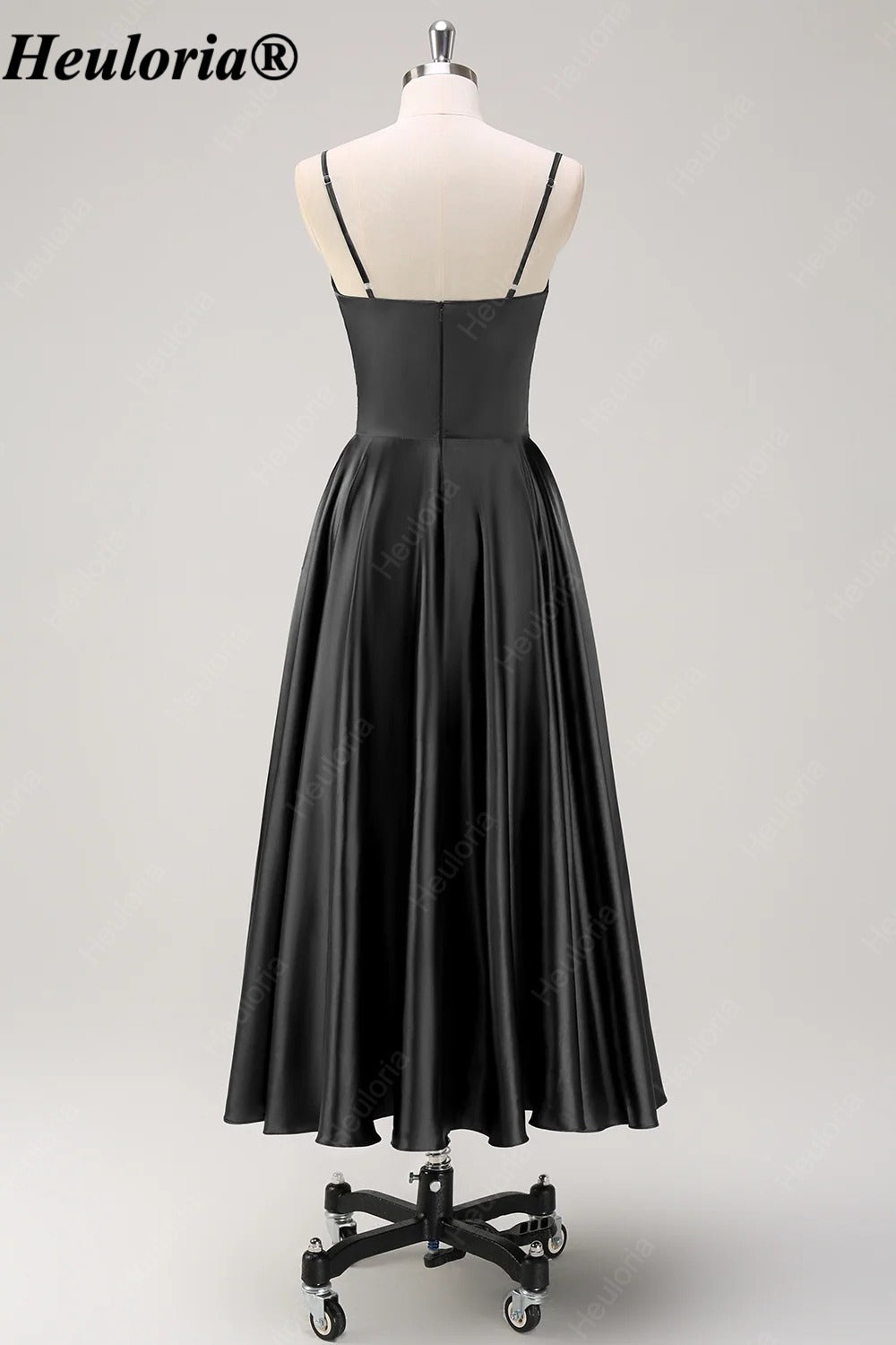 HEULORIA Spaghetti Strap Satin Tea-Length Bridesmaid Dress ED-1015