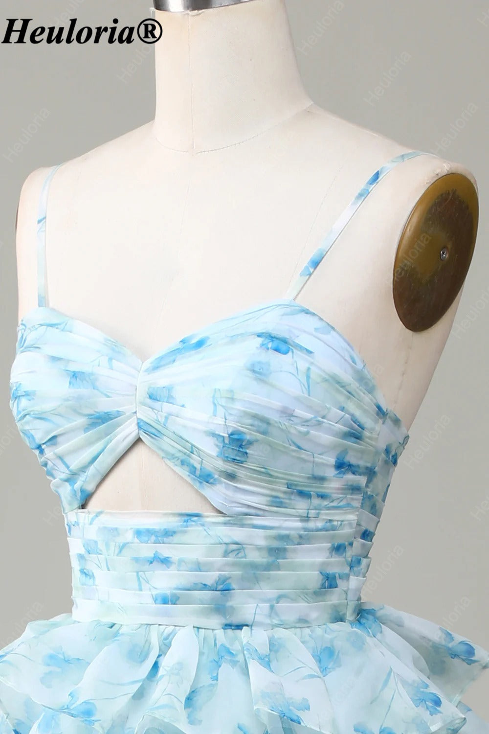 HEULORIA Blue Floral Tiered Prom Dress with Sweetheart Neckline and Cutout ED-368