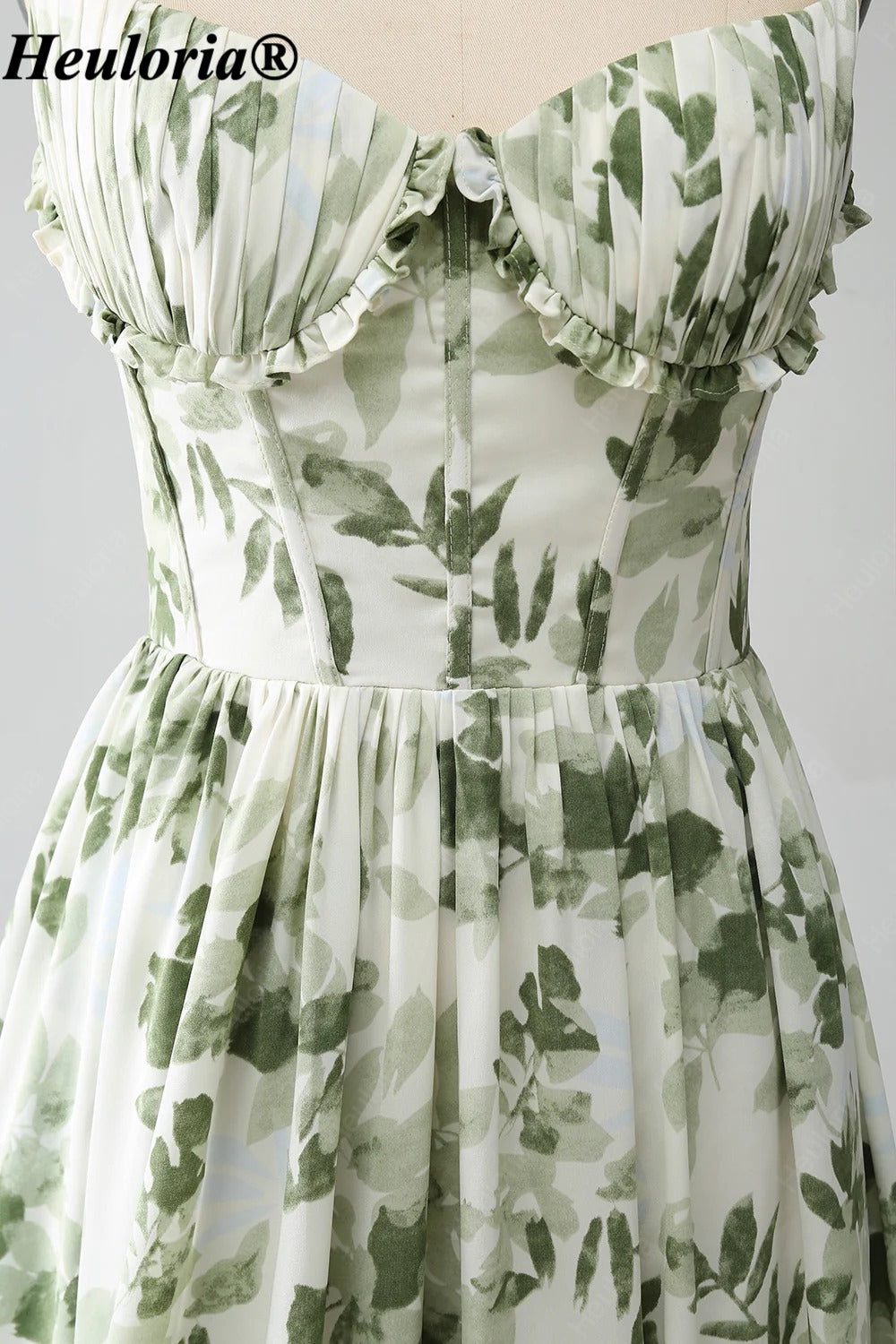 heuloria-Ivory Green Floral Corset Maxi Dress with Ruffle Hem-ed-549
