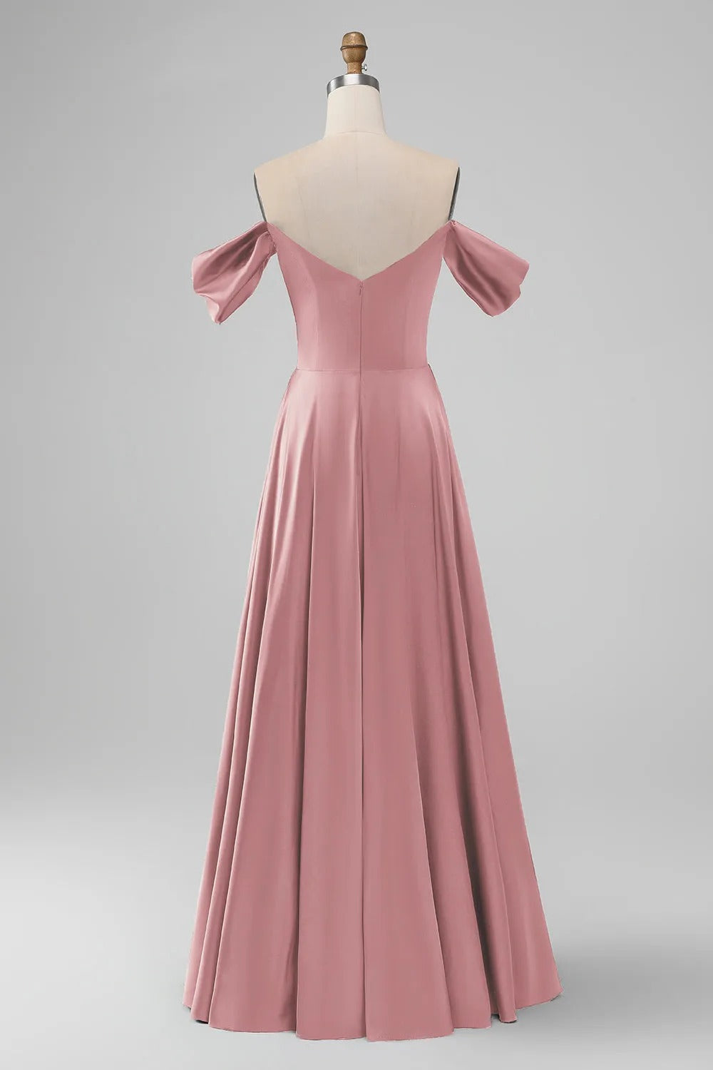 HEULORIA Elegant Off-The-Shoulder Pleated Satin Gown - Sweetheart Neckline A-Line Formal Evening Dress ED-232