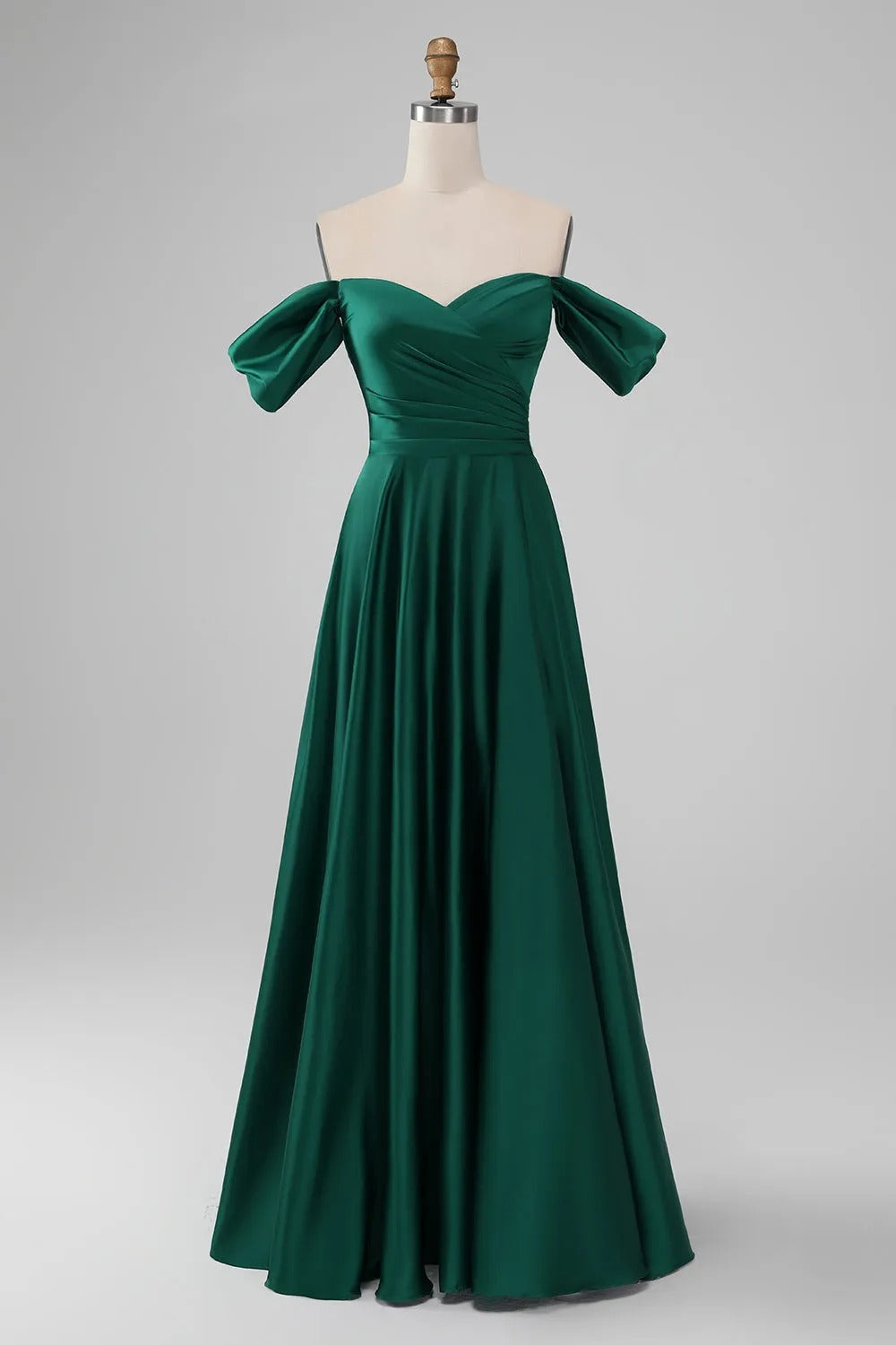 HEULORIA Elegant Off-The-Shoulder Pleated Satin Gown - Sweetheart Neckline A-Line Formal Evening Dress ED-232