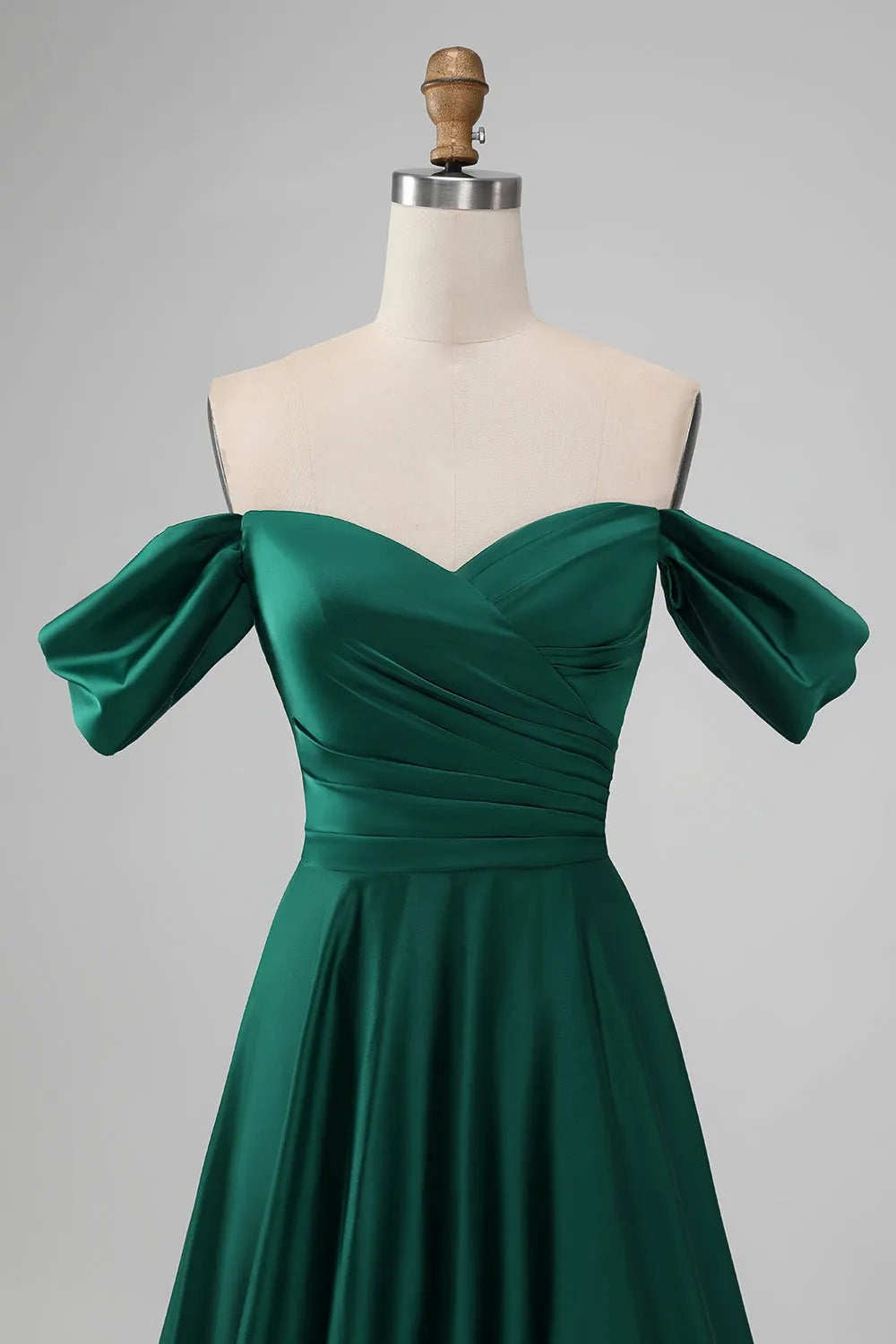 HEULORIA Elegant Off-The-Shoulder Pleated Satin Gown - Sweetheart Neckline A-Line Formal Evening Dress ED-232