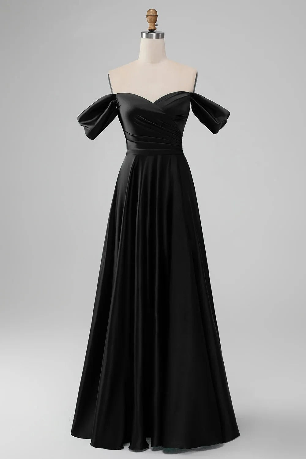 HEULORIA Elegant Off-The-Shoulder Pleated Satin Gown - Sweetheart Neckline A-Line Formal Evening Dress ED-232