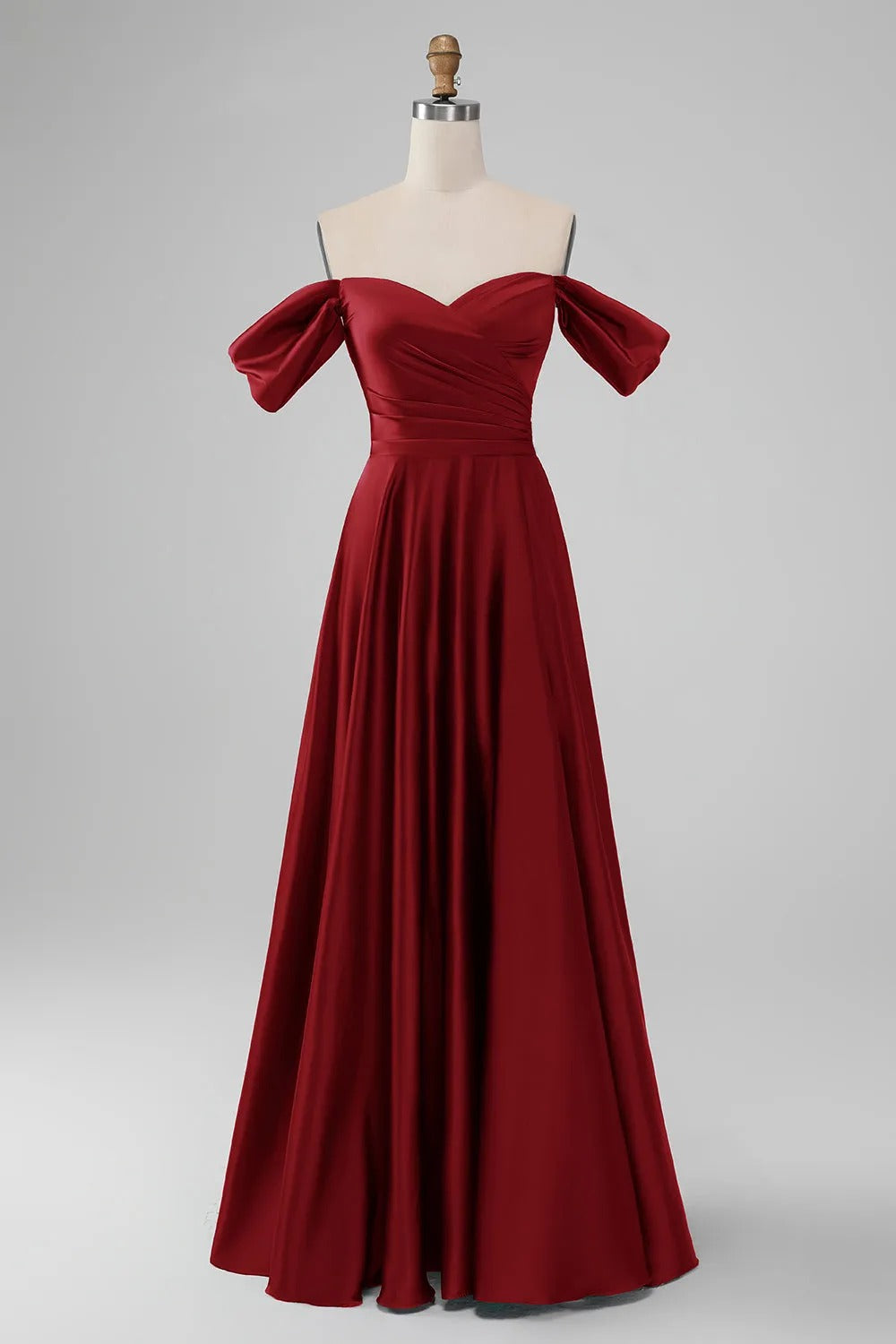 HEULORIA Elegant Off-The-Shoulder Pleated Satin Gown - Sweetheart Neckline A-Line Formal Evening Dress ED-232