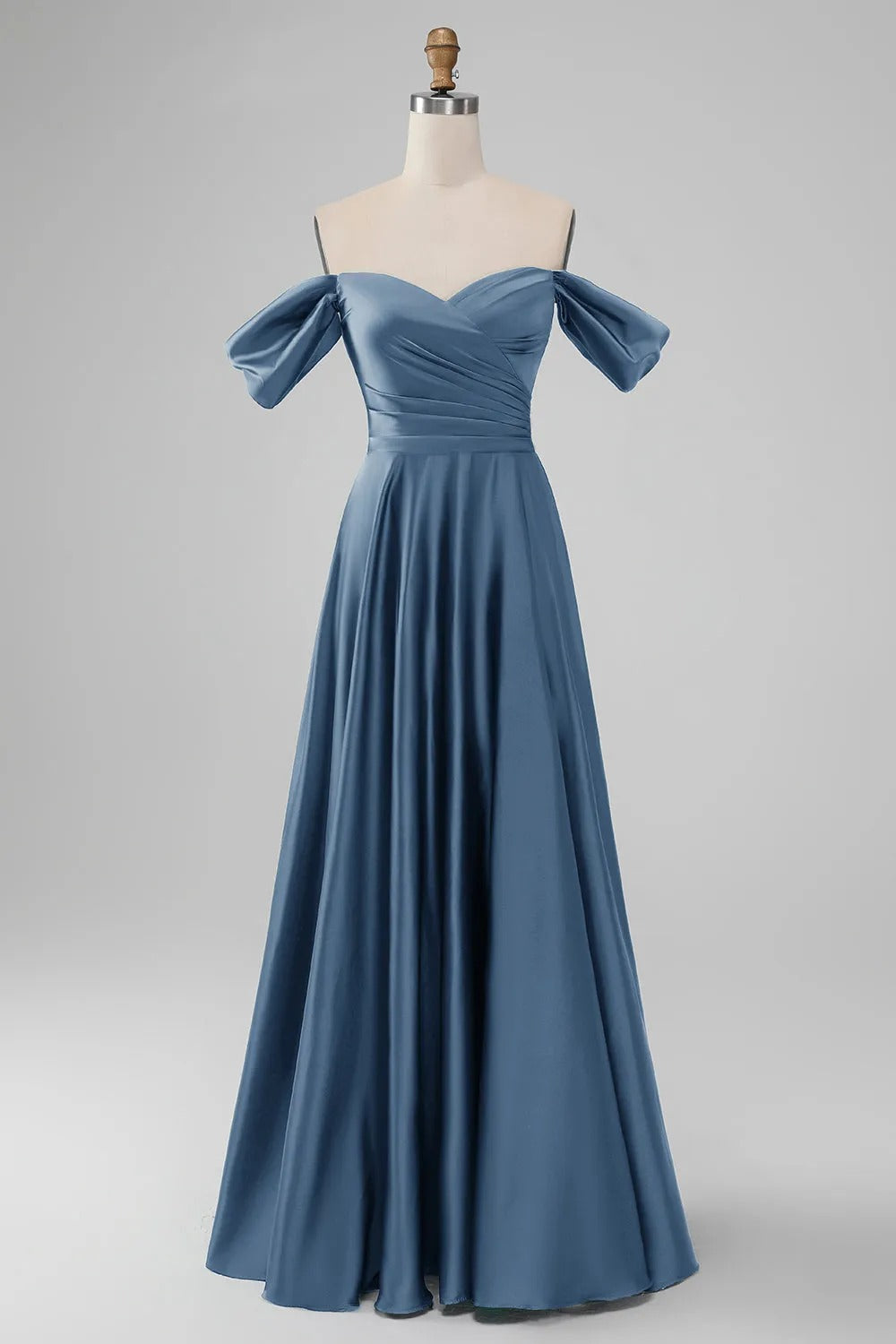 HEULORIA Elegant Off-The-Shoulder Pleated Satin Gown - Sweetheart Neckline A-Line Formal Evening Dress ED-232
