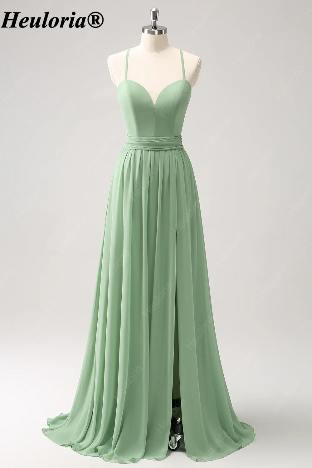 heuloria-Dusty Sage Chiffon Bridesmaid Dress with Lace-Up Back and Slit-ed-376