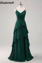 heuloria-dV-Neck Cascading Ruffle Bridesmaid Dress with Slit-ed-538