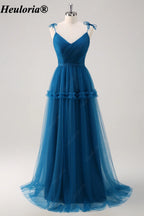 heuloria-Blue Bow Shoulder Tulle Bridesmaid Dress with Floral Detail-ed-537