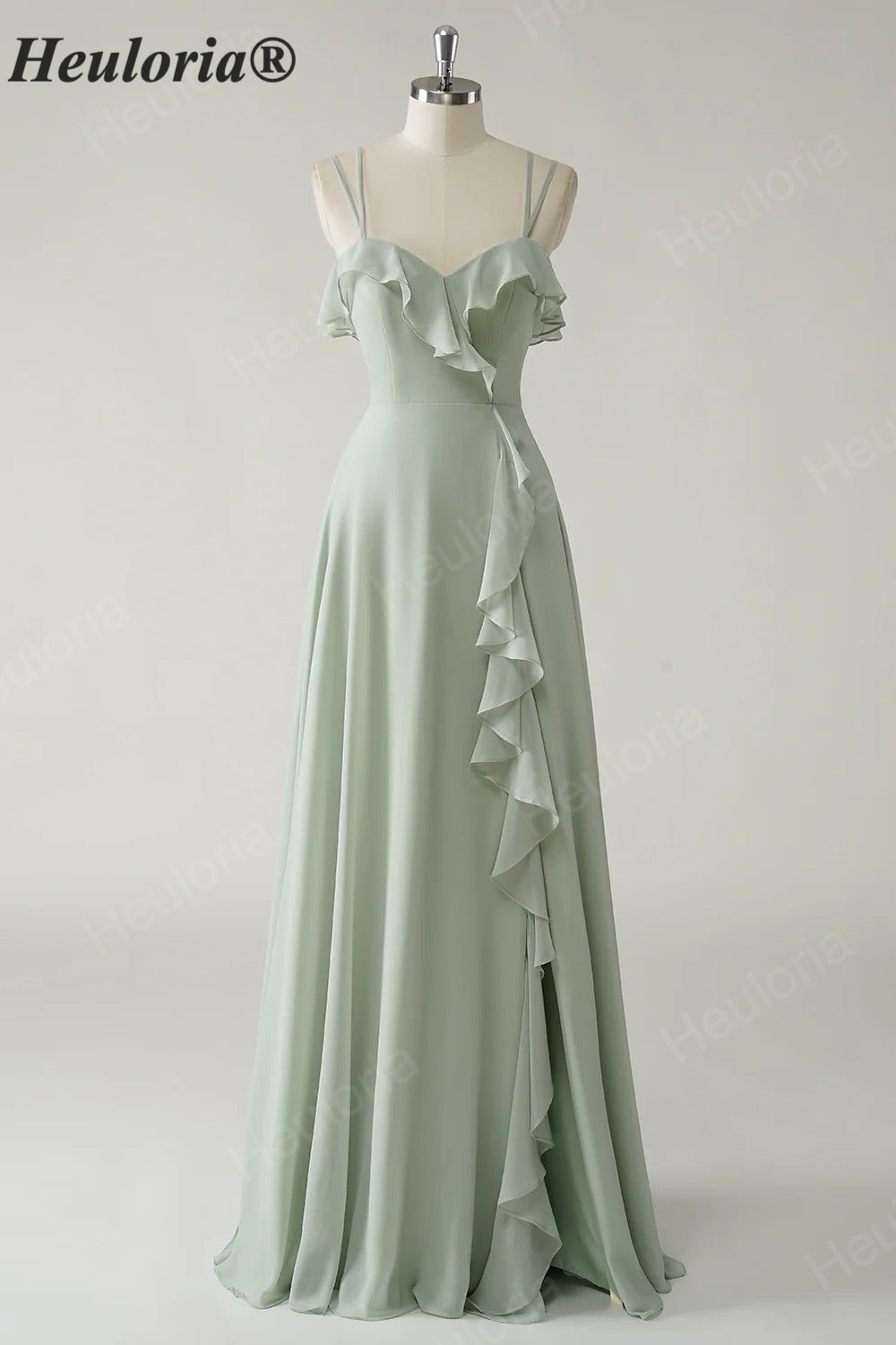 HEULORIA Elegant Ruffled Sweetheart A-Line Bridesmaid Dress with Side Slit and Lace-Up Back ED-560