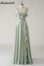 HEULORIA Elegant Ruffled Sweetheart A-Line Bridesmaid Dress with Side Slit and Lace-Up Back ED-560