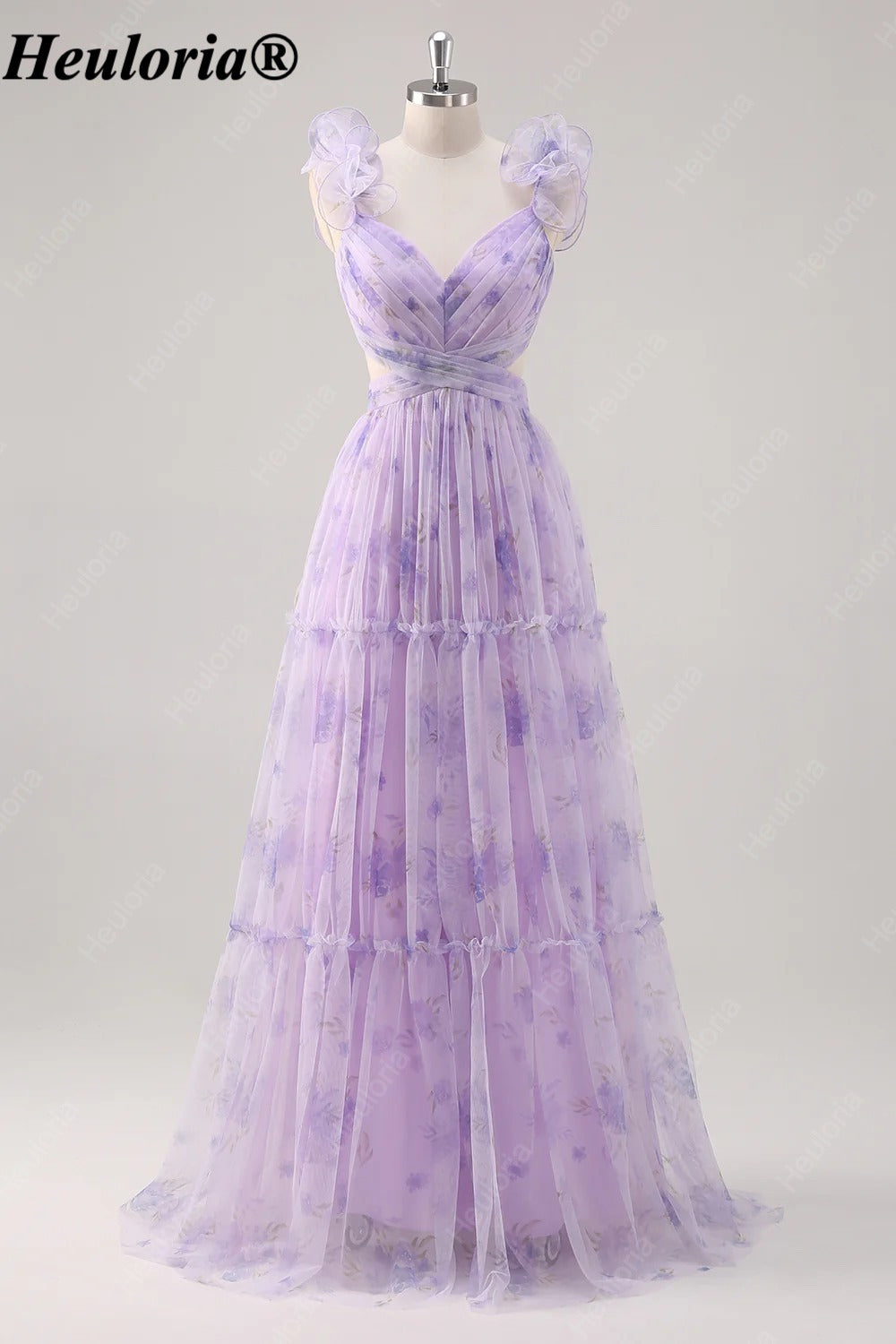 heuloria-Lavender Floral Tiered Gown with Flower Straps and Bow Back-ed-563