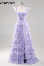 heuloria-Lavender Floral Tulle Corset Prom Dress with Tiered Ruffles-ed-582