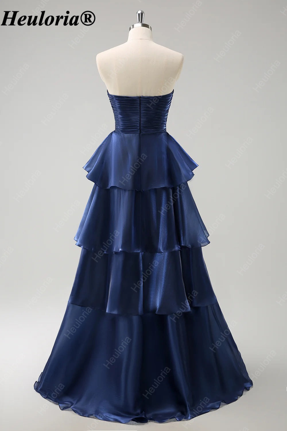 heuloria-Dark Navy Strapless Pleated Tiered A-Line Gown-ed-562