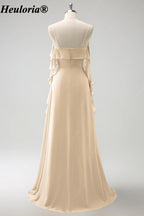 HEULORIA Ruffled Chiffon Bridesmaid Dress with Cascading Drapes | ED-1021