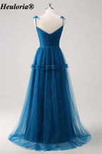heuloria-Blue Bow Shoulder Tulle Bridesmaid Dress with Floral Detail-ed-537
