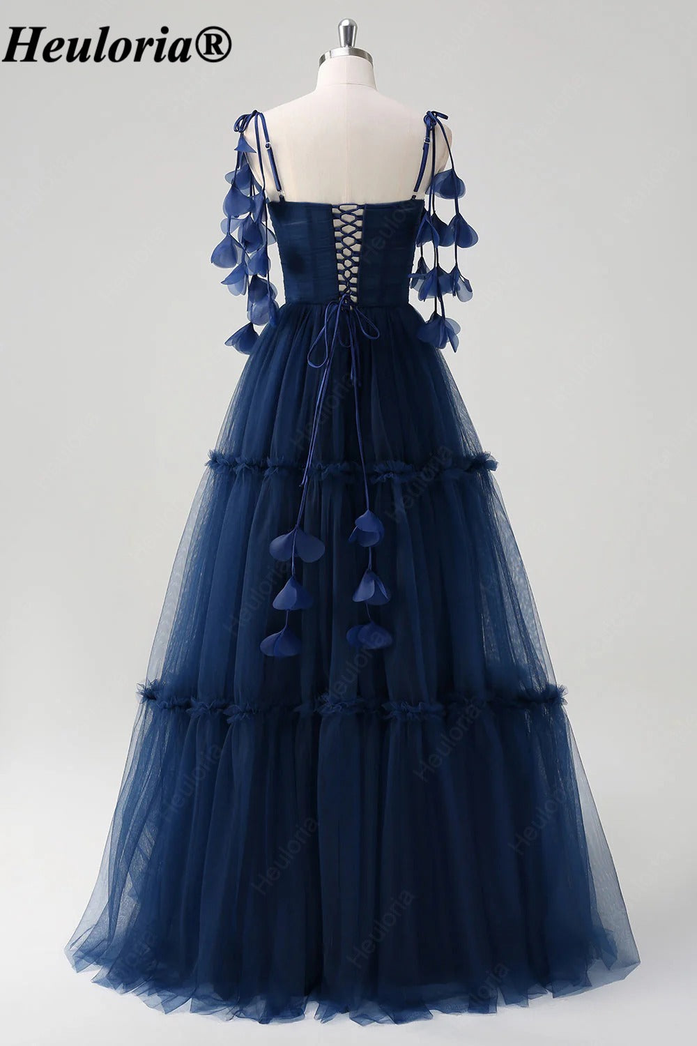 heuloria-Navy Tiered Tulle Bridesmaid Dress with Petal Shoulder Ties-ed-546