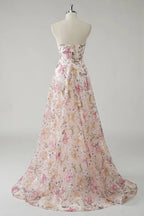 HEULORIA Enchanting Strapless Floral Embroidery Sequined A-Line Evening Gown - Romantic Prom & Wedding Guest Dress ED-643