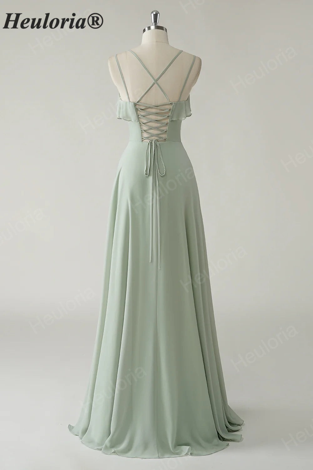 HEULORIA Elegant Ruffled Sweetheart A-Line Bridesmaid Dress with Side Slit and Lace-Up Back ED-560