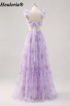 heuloria-Lavender Floral Tiered Gown with Flower Straps and Bow Back-ed-563