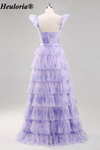 heuloria-Lavender Floral Tulle Corset Prom Dress with Tiered Ruffles-ed-582