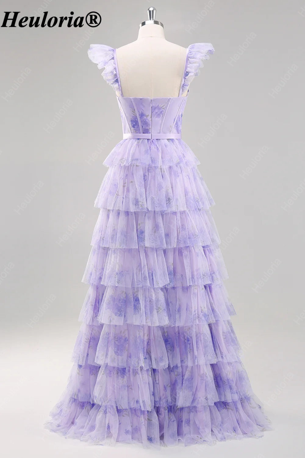 heuloria-Lavender Floral Tulle Corset Prom Dress with Tiered Ruffles-ed-582