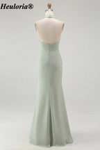heuloria-Dusty Sage Halter Bridesmaid Dress with Ruffle Slit-ed-552