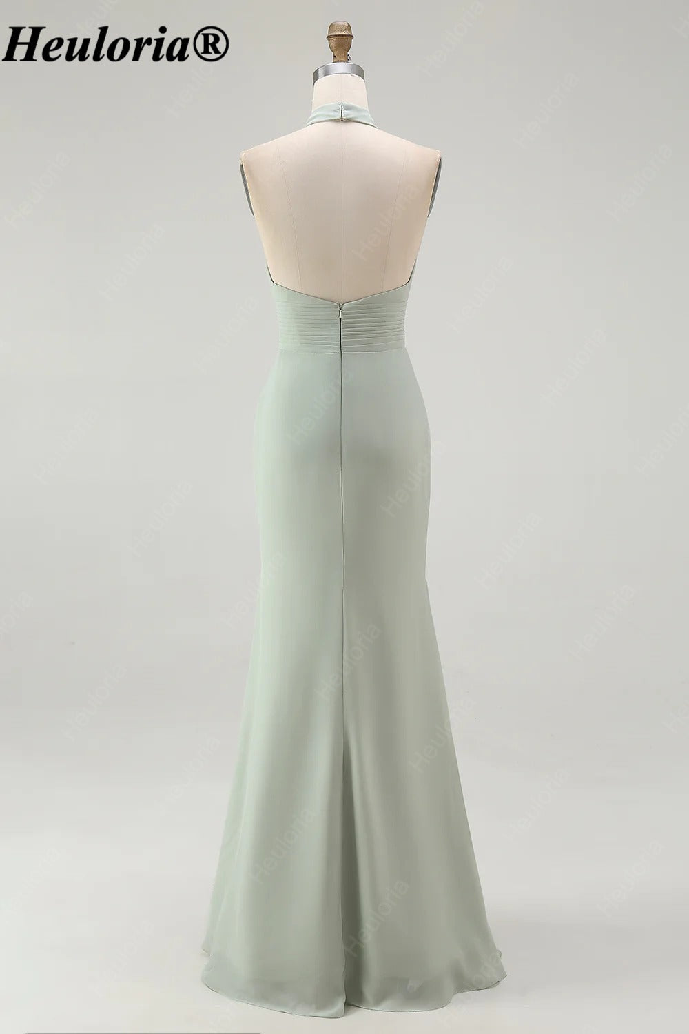 heuloria-Dusty Sage Halter Bridesmaid Dress with Ruffle Slit-ed-552