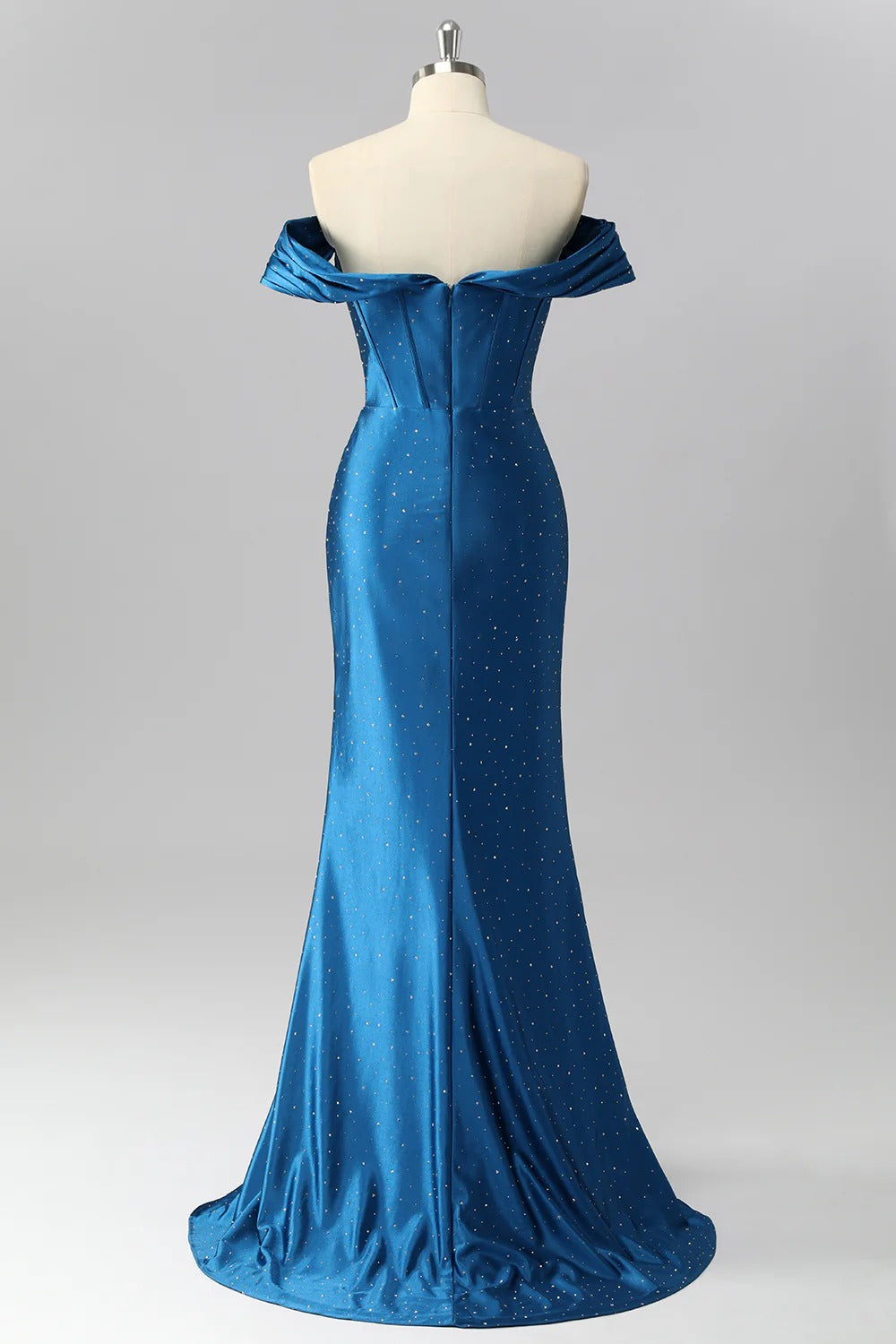 HEULORIA Elegant Off-the-Shoulder Sweetheart Mermaid Evening Dress - Shimmering Rhinestone Formal Gown with Side Slit ED-579