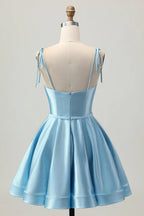 HEULORIA Shimmering Tie-Strap A-Line Short Homecoming Dress with Sweetheart Neckline ED-599