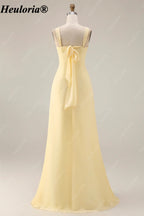 HEULORIA Lemon Sorbet Draped Bridesmaid Dress with Convertible Straps ED-1109