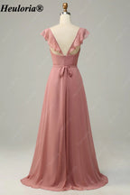 heuloria-Dusty Rose Flutter Sleeve Bridesmaid Dress with Slit-ed-544