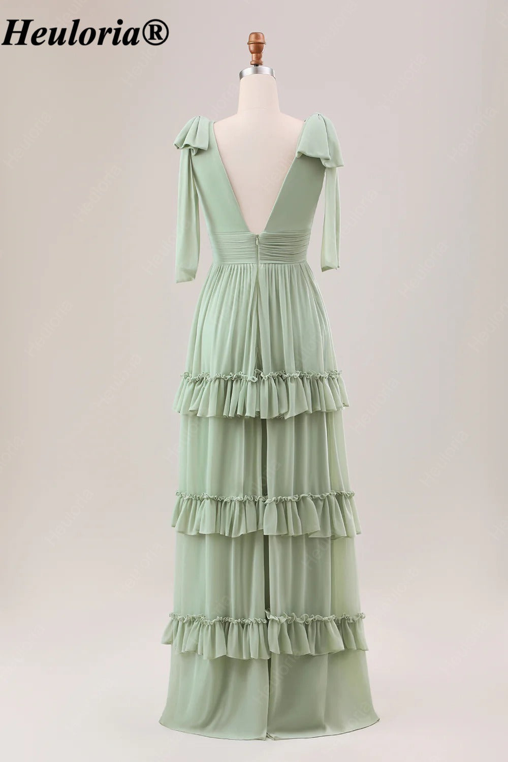 heuloria-Dusty Sage V-Neck Bow Shoulder Ruffle Bridesmaid Dress-ed-553