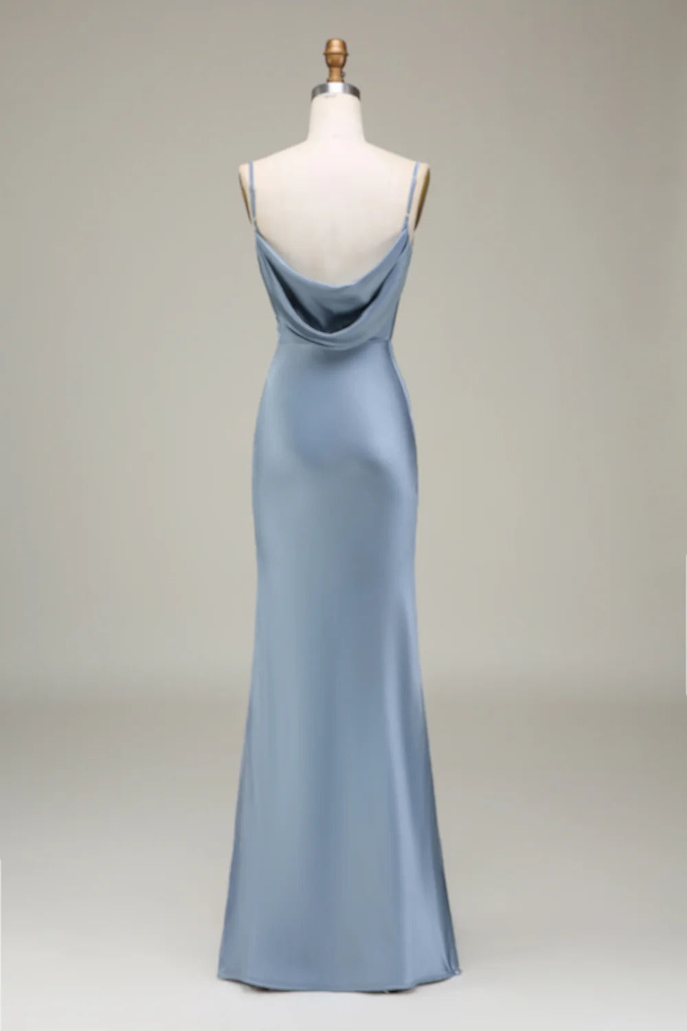 HEULORIA Elegant Cowl Neck Satin Floor-Length Bridesmaid Dress with Delicate Spaghetti Straps ED-253