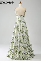 heuloria-Ivory Green Floral Corset Maxi Dress with Ruffle Hem-ed-549
