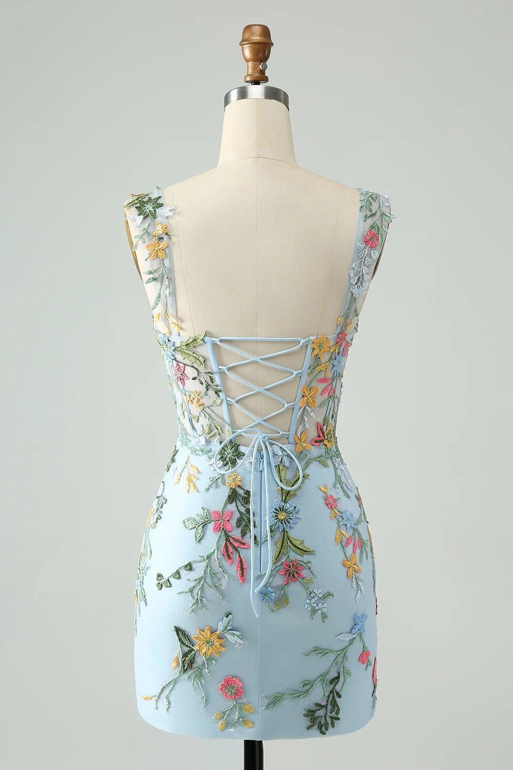 HEULORIA Enchanting Multi-Color Floral Embroidery Mermaid Prom Dress with Side Slit and Detachable Straps ED-602