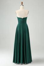 HEULORIA Strapless Twisted Knot Cut-Out Satin A-Line Floor-Length Bridesmaid & Evening Gown ED-265
