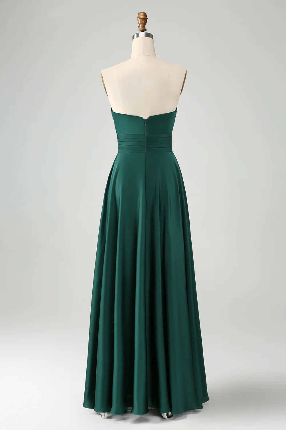 HEULORIA Strapless Twisted Knot Cut-Out Satin A-Line Floor-Length Bridesmaid & Evening Gown ED-265