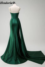 heuloria-Rhinestone Satin Corset Prom Dress with High Slit and Side Train-ed-357