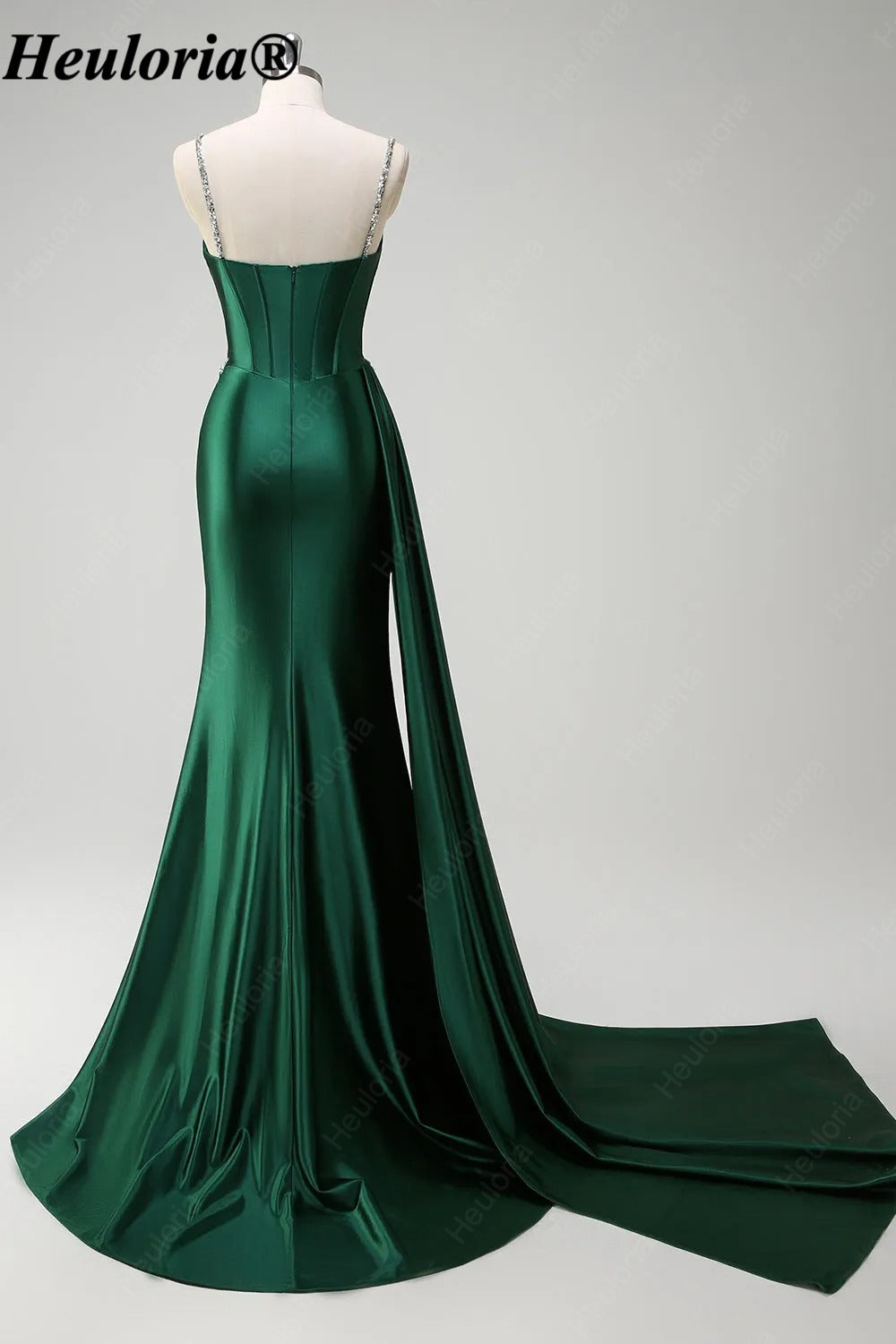 heuloria-Rhinestone Satin Corset Prom Dress with High Slit and Side Train-ed-357