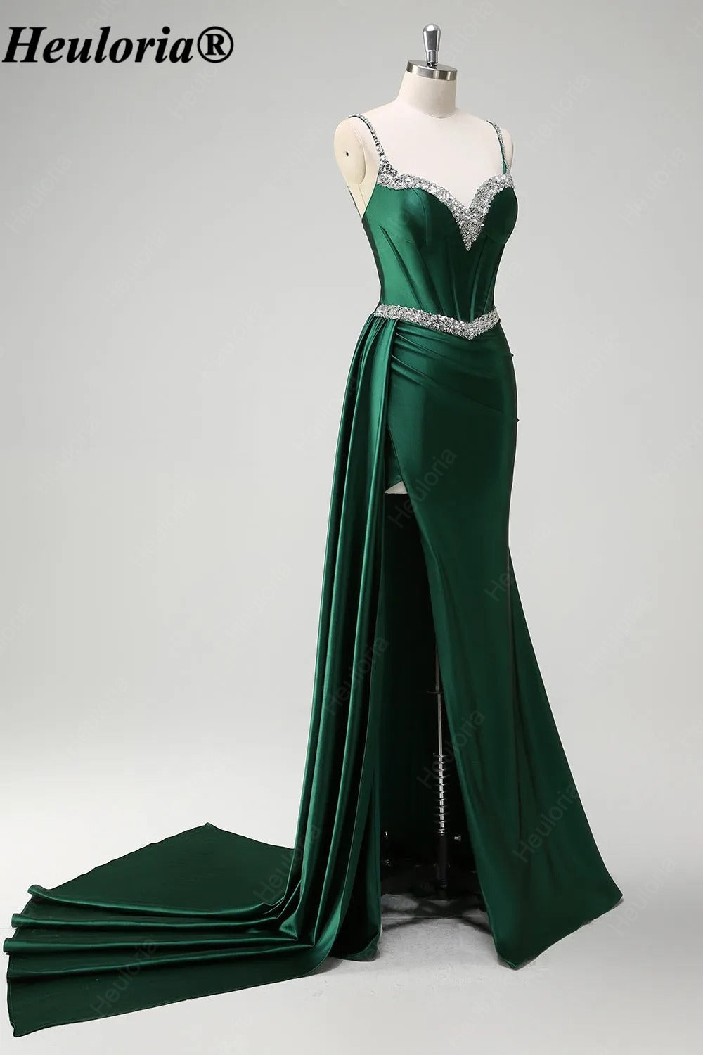 heuloria-Rhinestone Satin Corset Prom Dress with High Slit and Side Train-ed-357